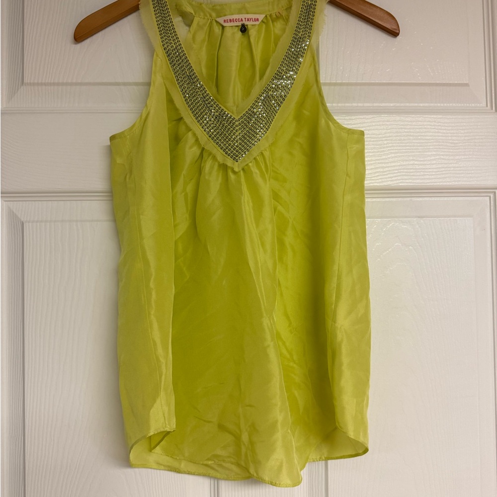 NWOT Rebecca Taylor Silk Embellished Top Size 2